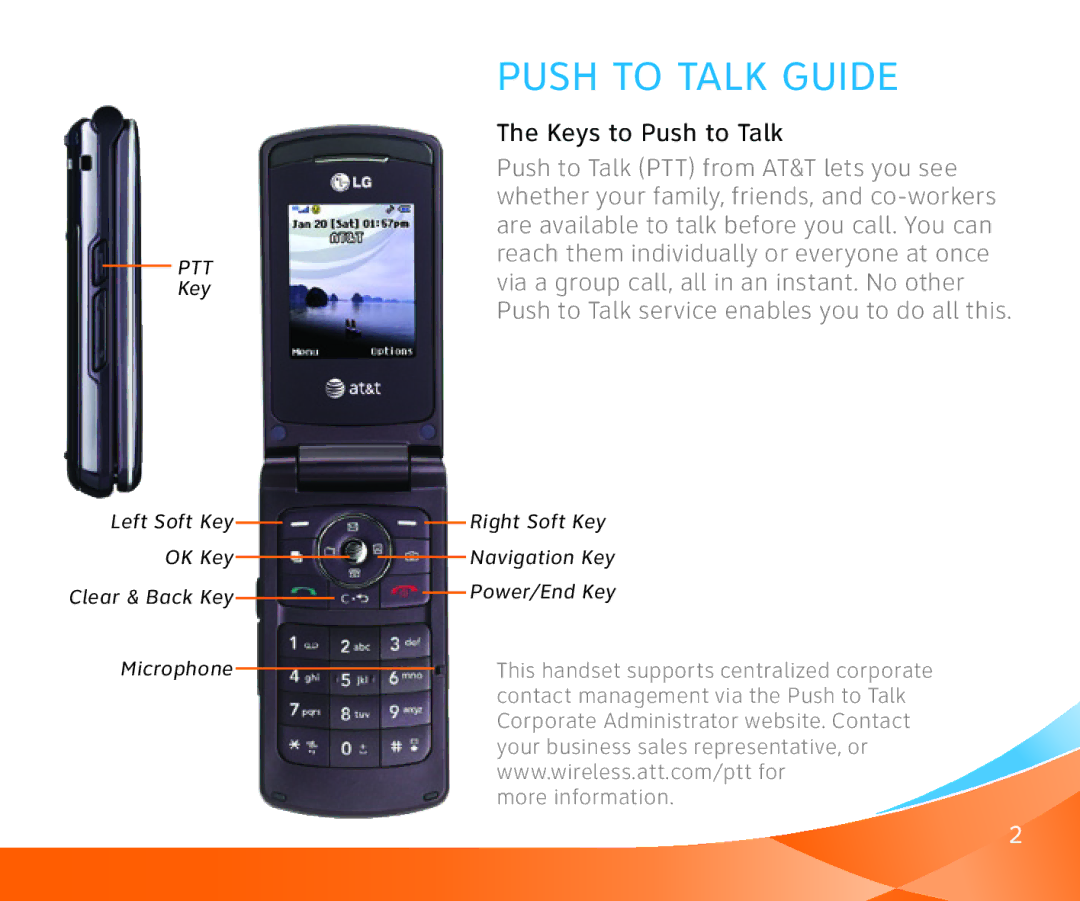 AT&T L G C U 5 1 5 user manual Push to Talk Guide 