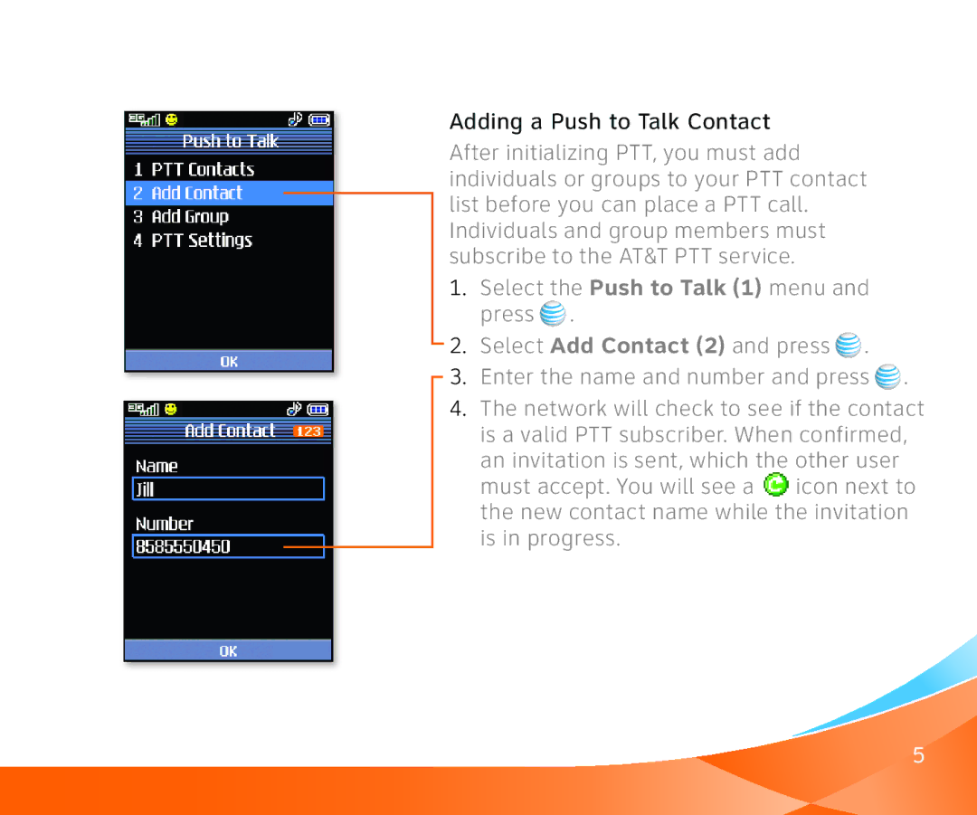 AT&T L G C U 5 1 5 user manual Select the Push to Talk 1 menu and press 