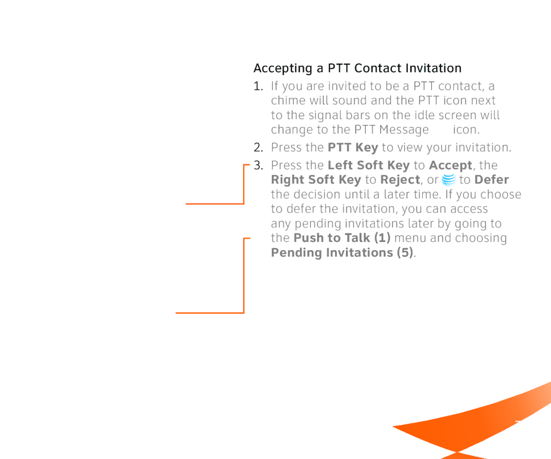 AT&T L G C U 5 1 5 user manual Accepting a PTT Contact Invitation 