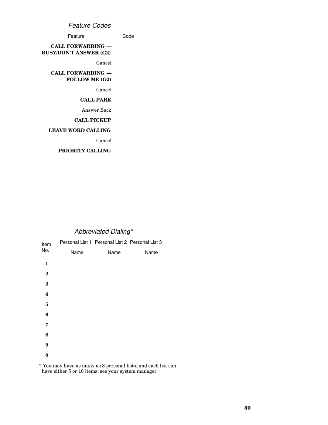 AT&T MDC 9000 manual Abbreviated Dialing 