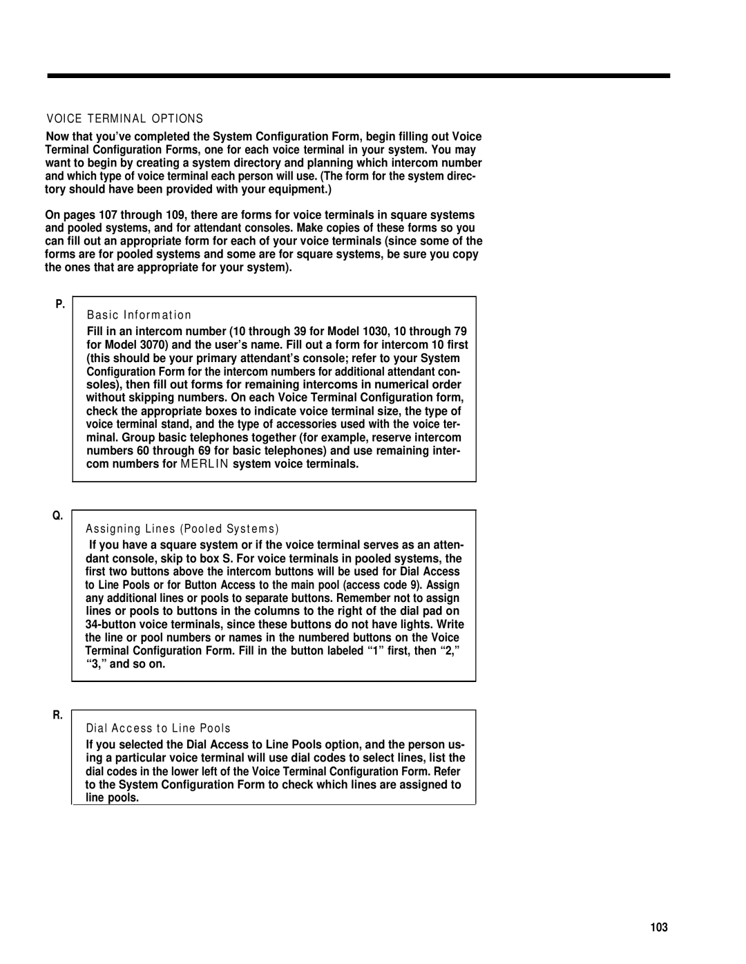 AT&T merlin legend manual Voice Terminal Options, Basic Information, Assigning Lines Pooled Systems 