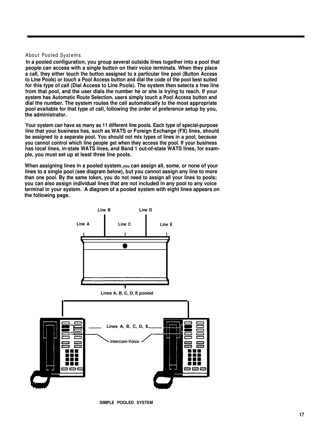 AT&T merlin legend manual About Pooled Systems, Simple Pooled System 