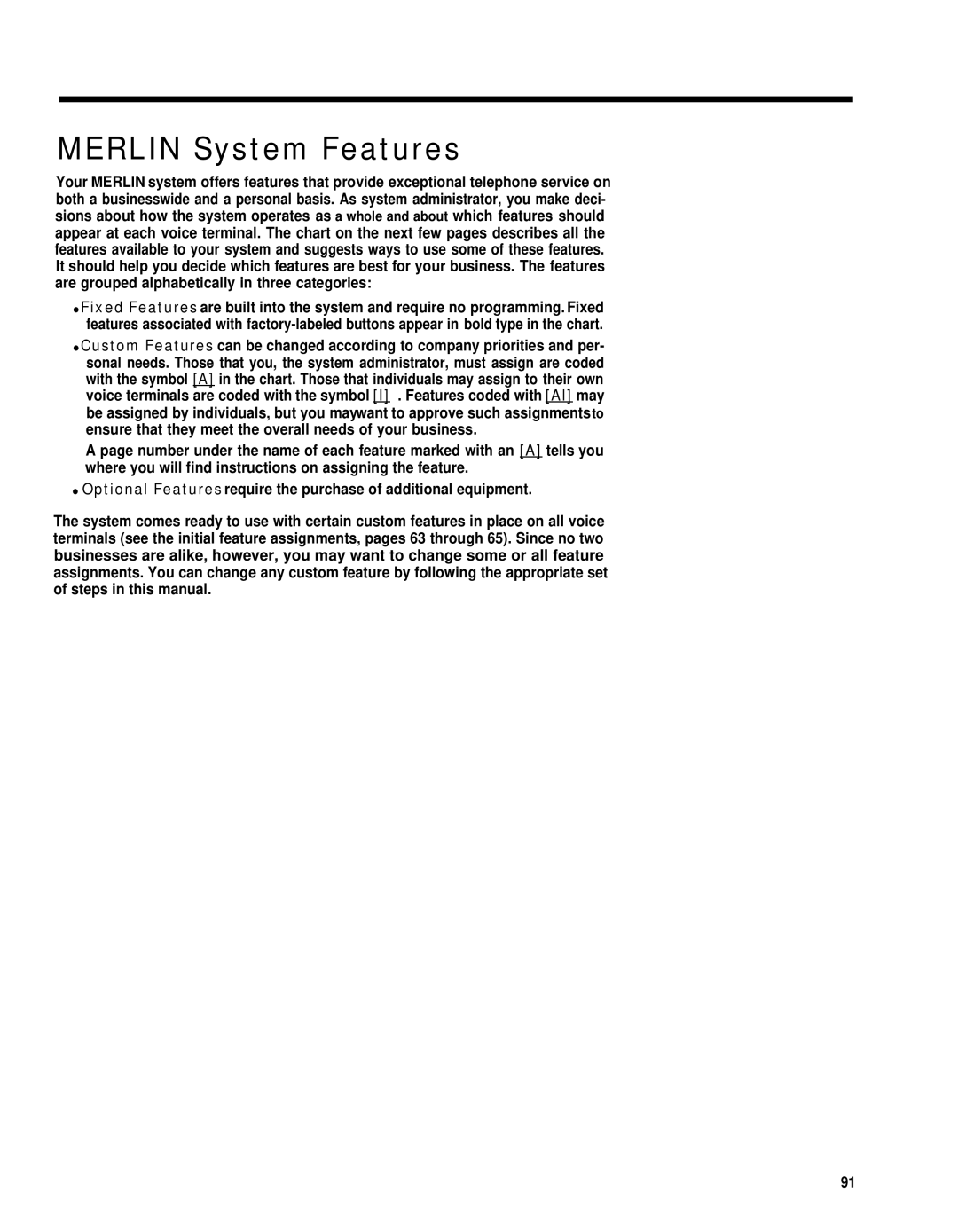 AT&T merlin legend manual Merlin System Features 