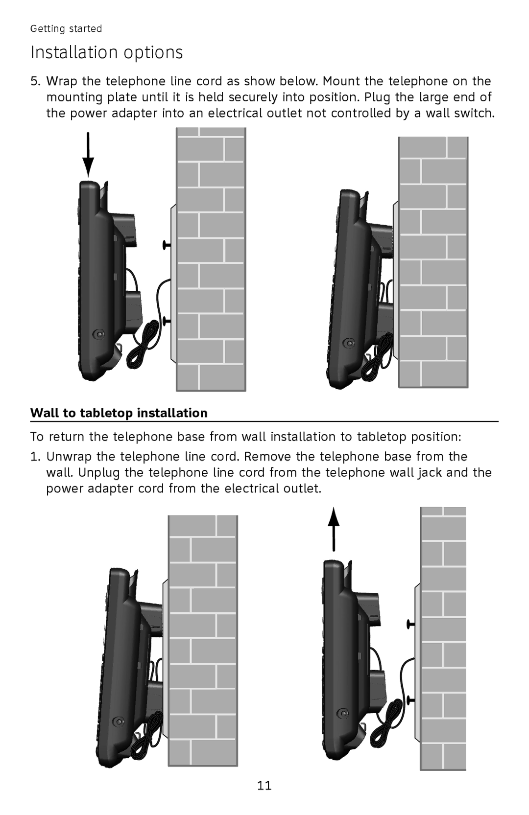 AT&T ML17939, ML17959 user manual Wall to tabletop installation 