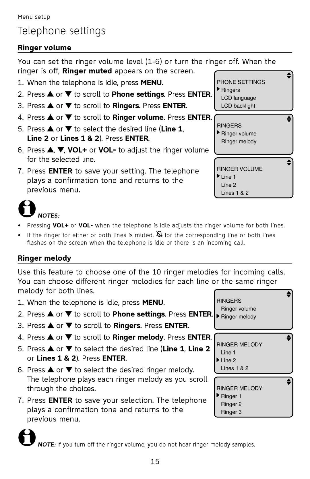 AT&T ML17939, ML17959 user manual Ringer volume, Ringer melody 