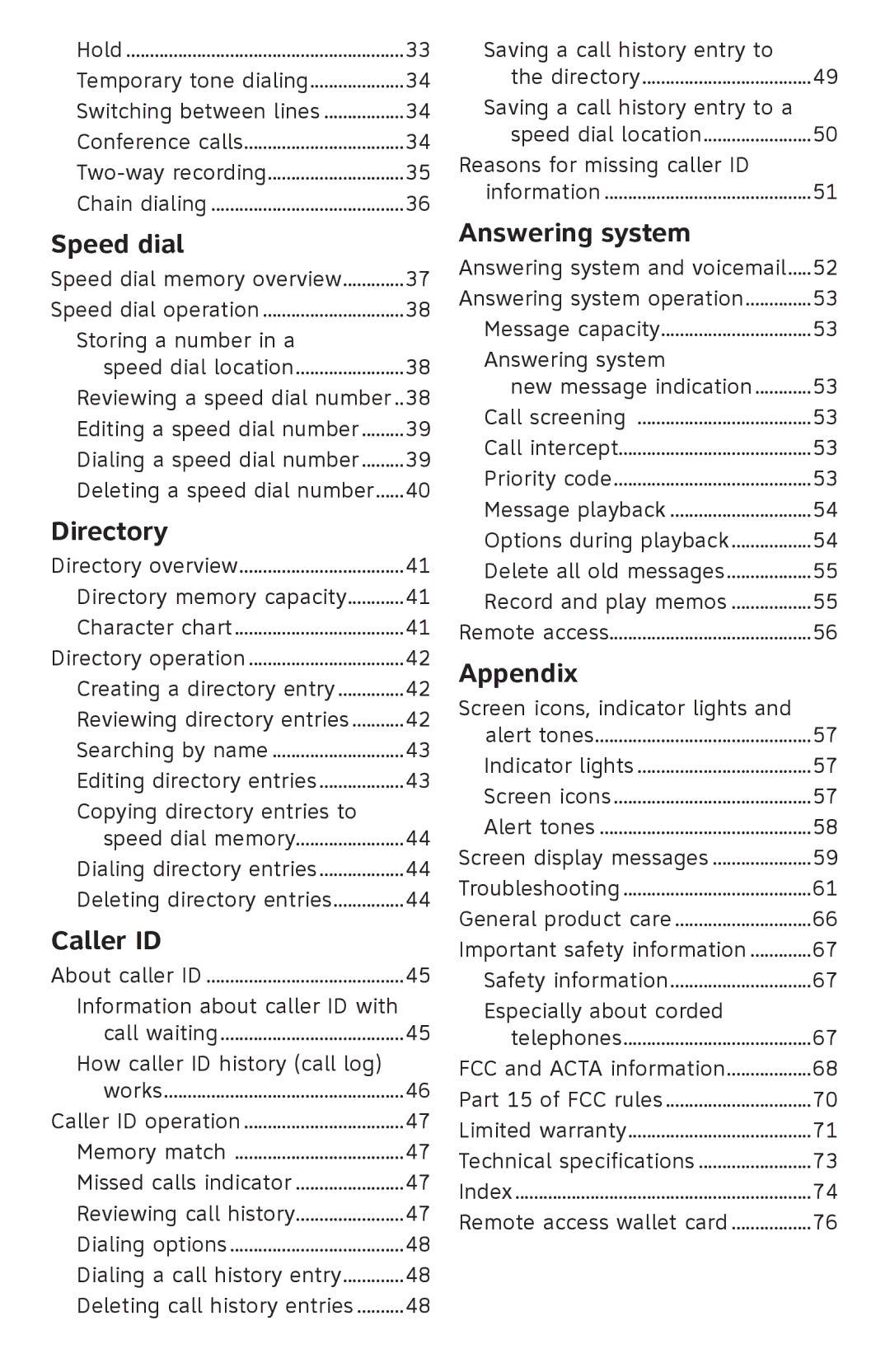 AT&T ML17959, ML17939 user manual Speed dial 