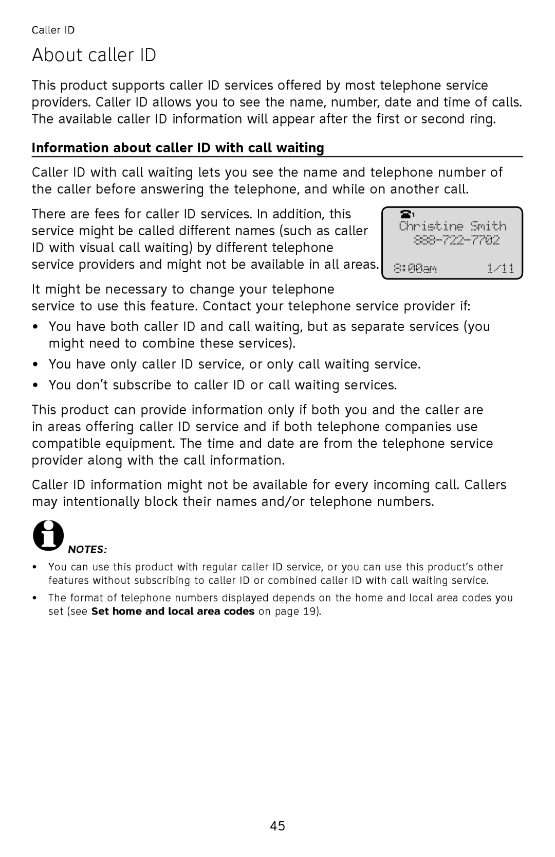 AT&T ML17939, ML17959 user manual About caller ID, Information about caller ID with call waiting 