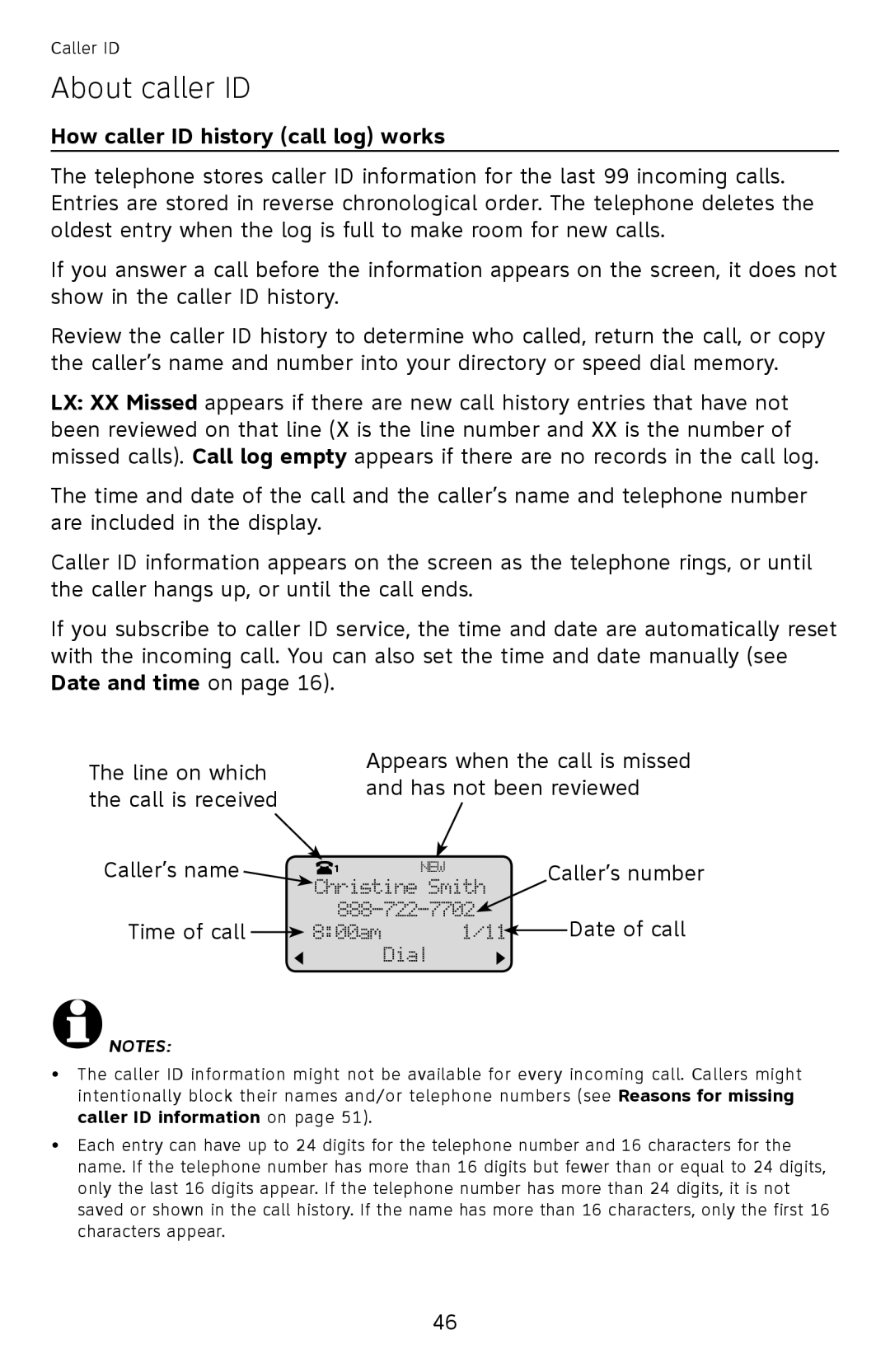 AT&T ML17959, ML17939 user manual How caller ID history call log works, Caller’s number Date of call 