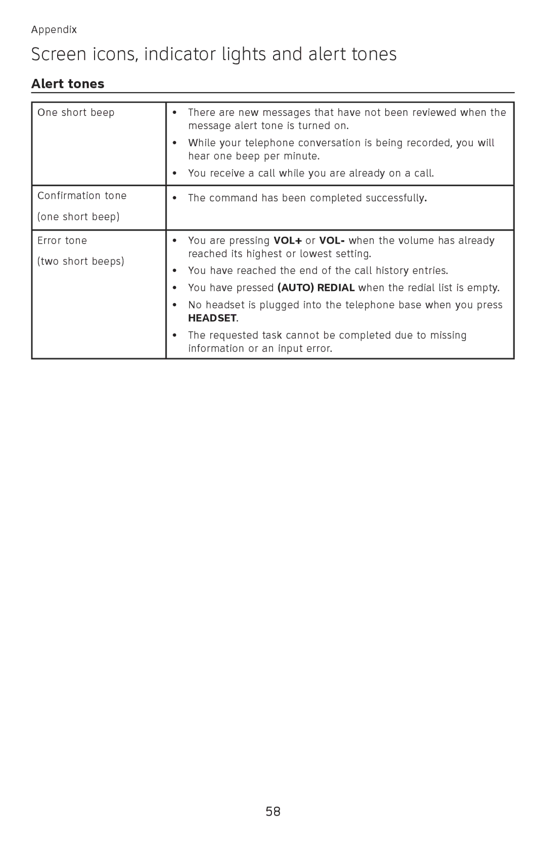 AT&T ML17959, ML17939 user manual Alert tones 