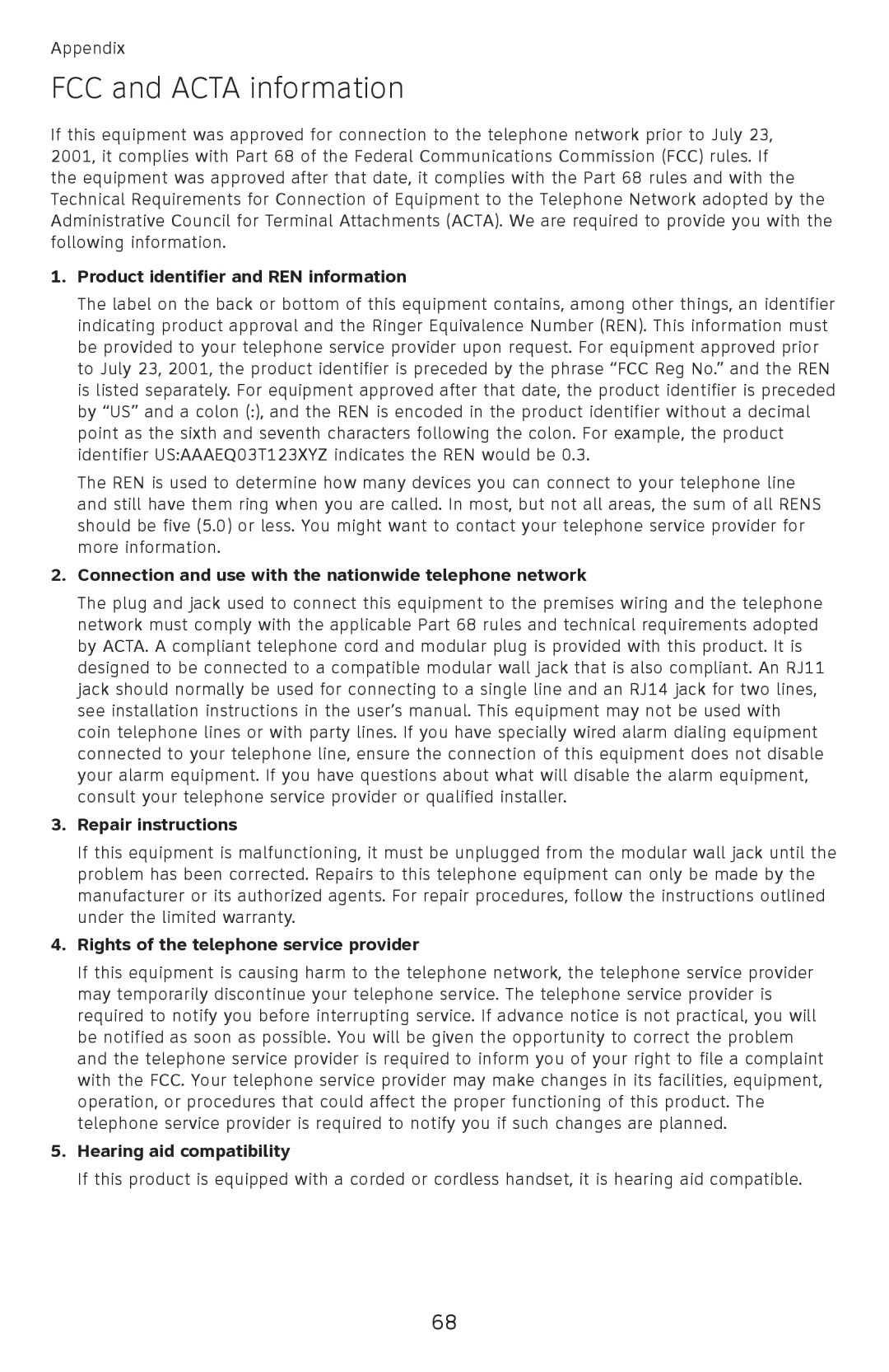 AT&T ML17959, ML17939 user manual FCC and Acta information, Product identifier and REN information 