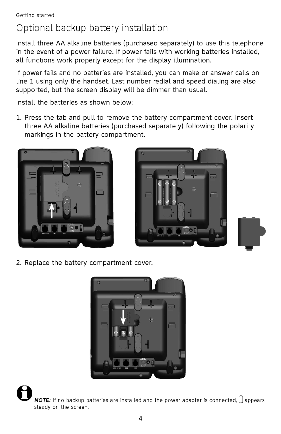 AT&T ML17959, ML17939 user manual Optional backup battery installation 