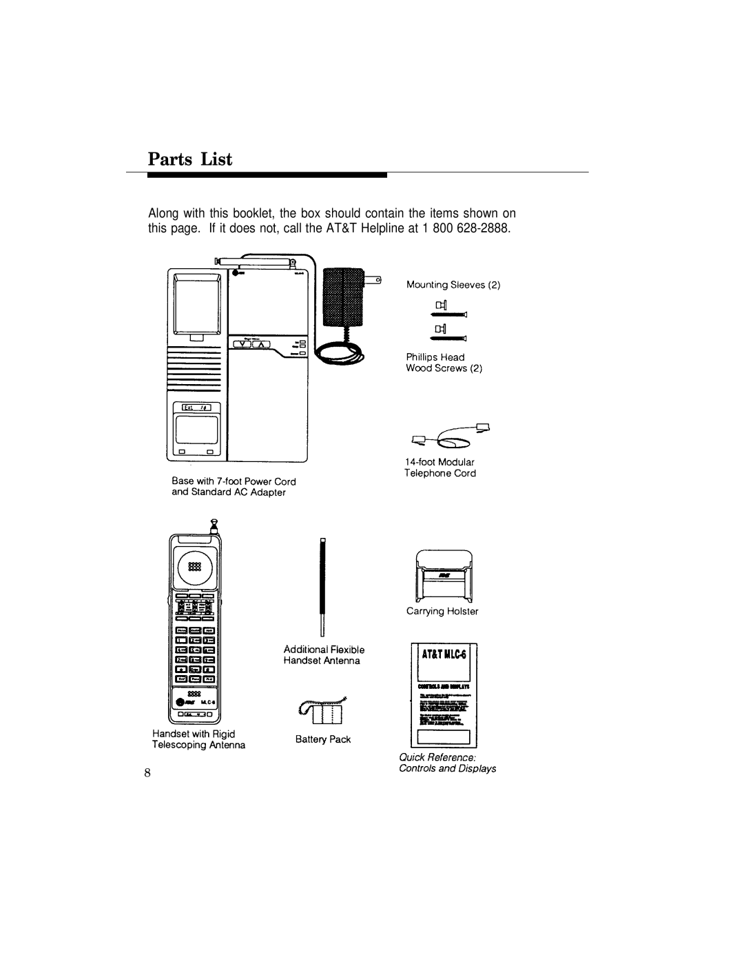 AT&T MLC-6 manual Parts List 