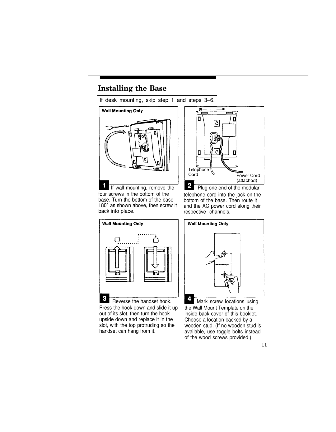 AT&T MLC-6 manual Installing the Base 