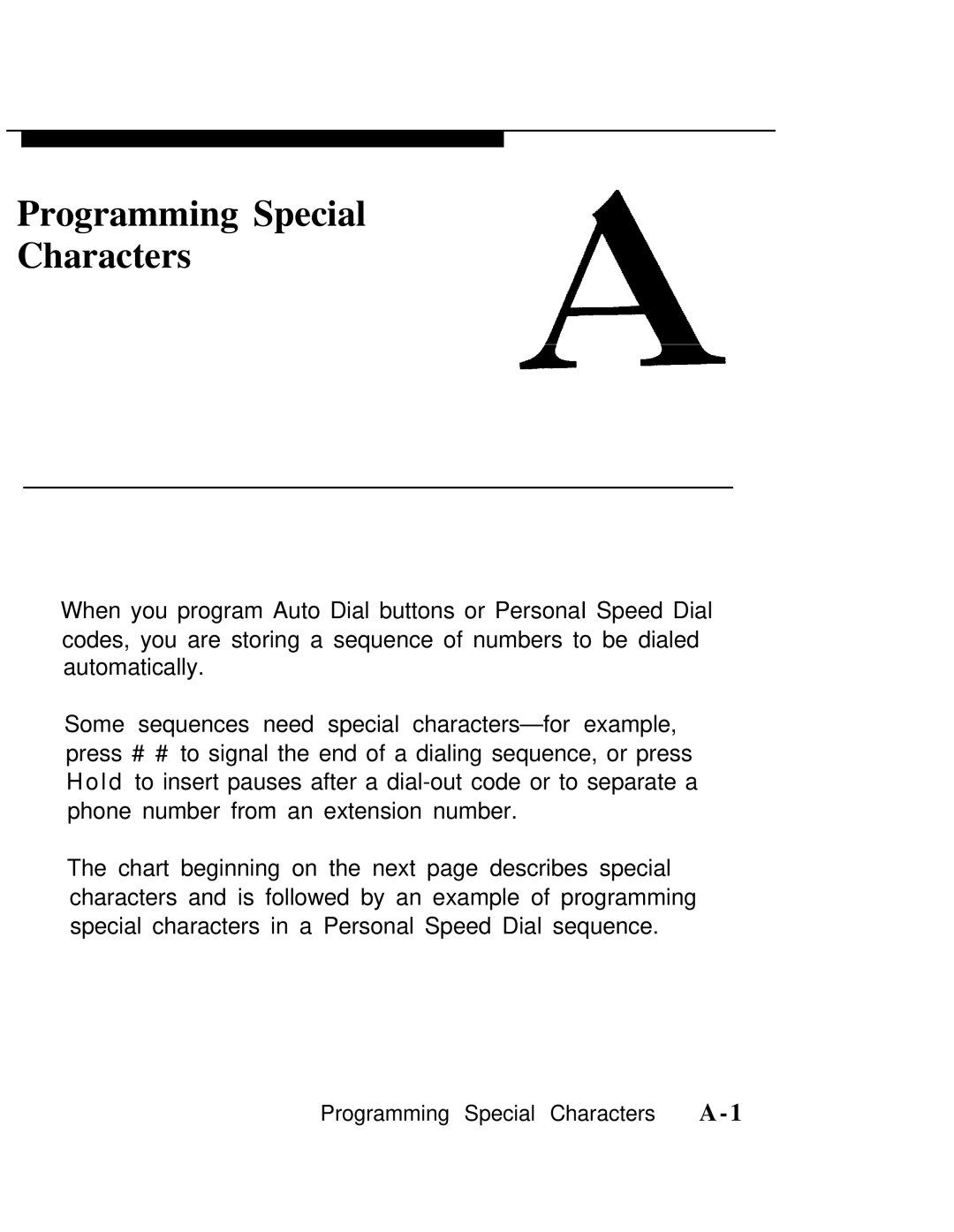 AT&T MLX-10 manual Programming Special Characters 