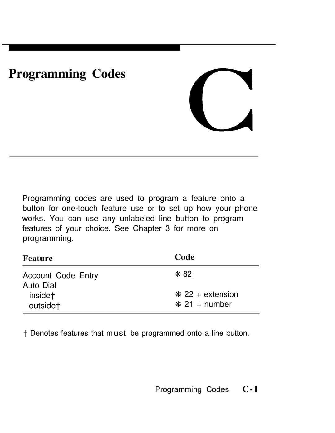 AT&T MLX-10 manual Programming Codes 