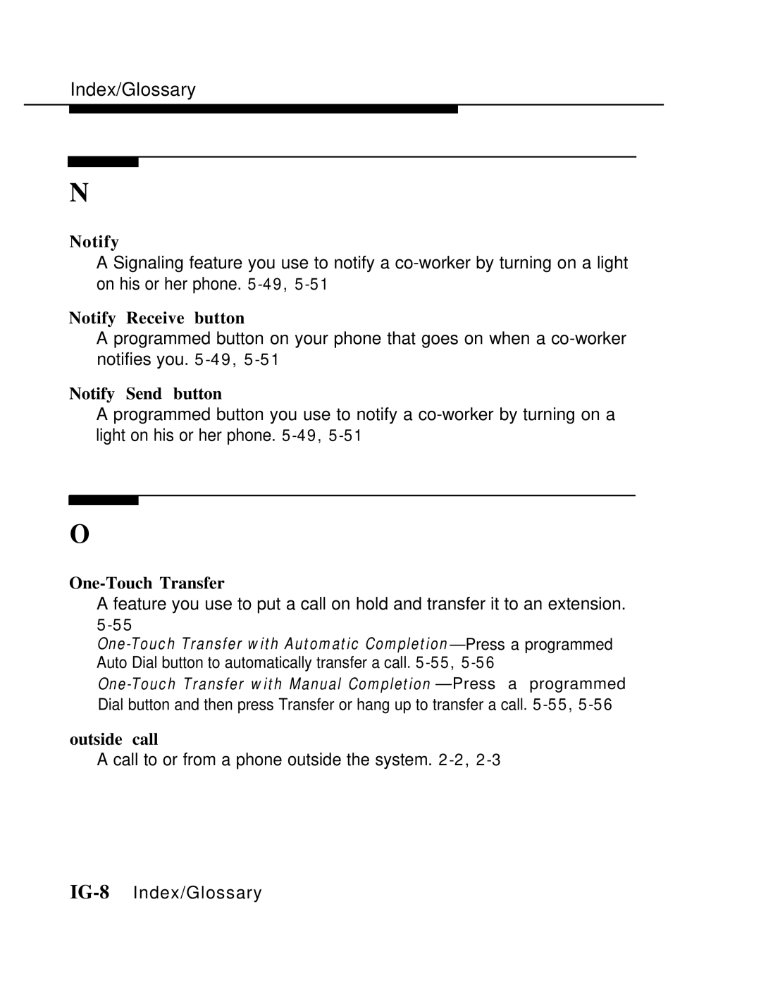 AT&T MLX-10 manual Notify Receive button, Notify Send button, One-Touch Transfer, Outside call 