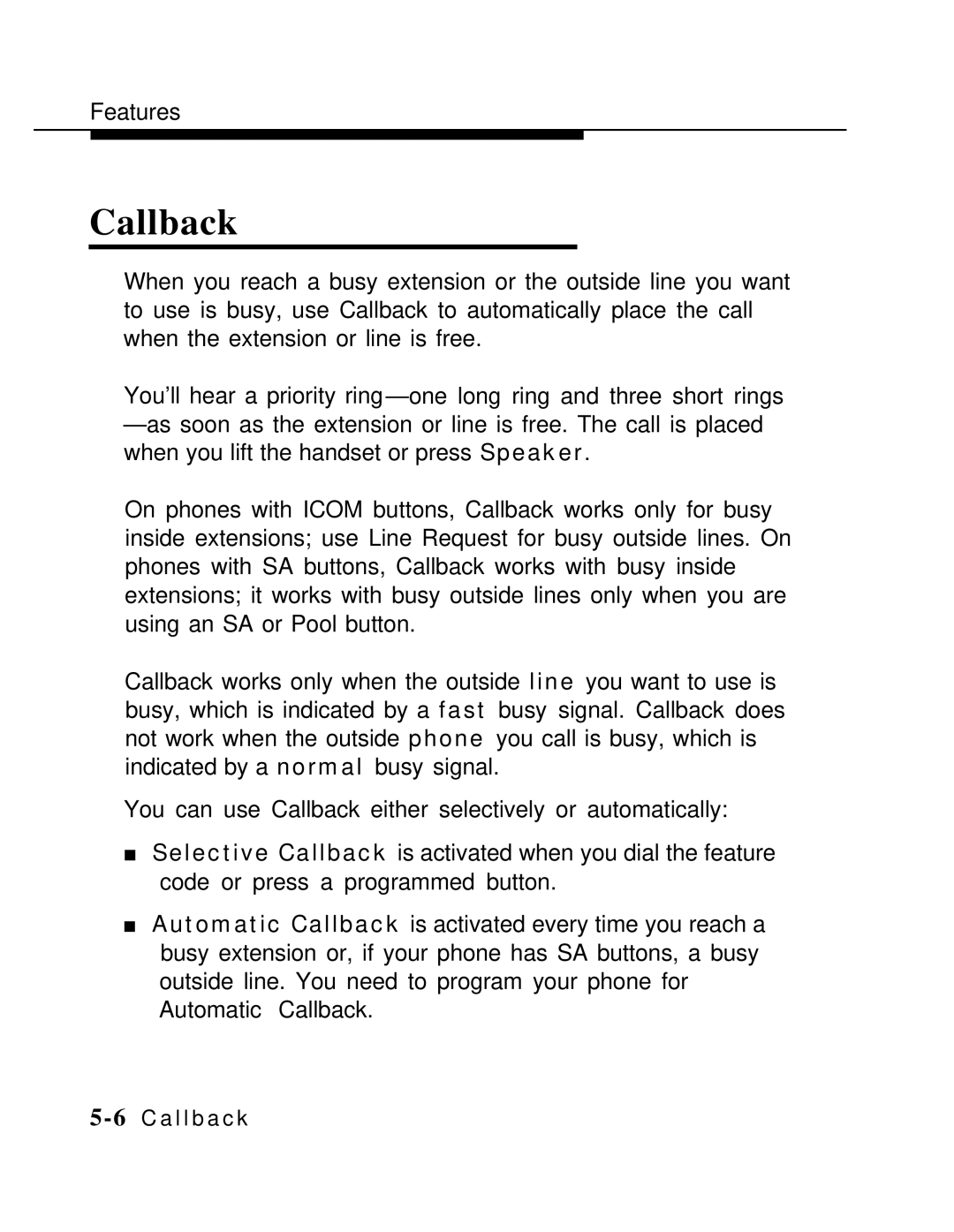 AT&T MLX-10 manual Callback 