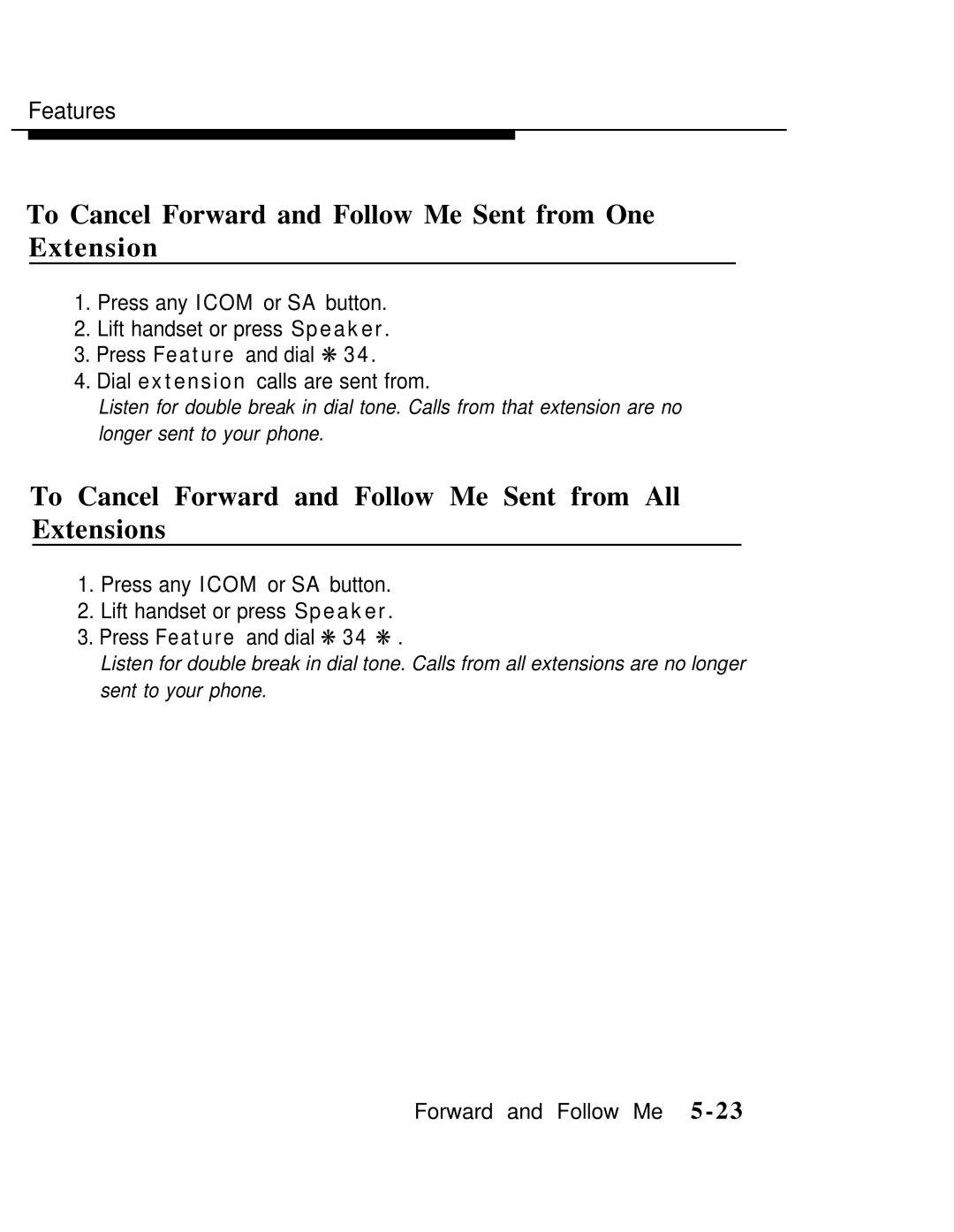 AT&T MLX-10 manual To Cancel Forward and Follow Me Sent from One Extension 