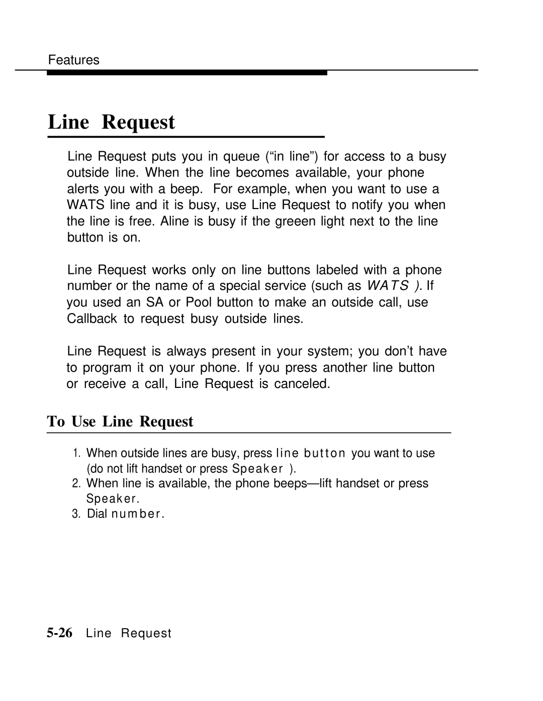 AT&T MLX-10 manual To Use Line Request 