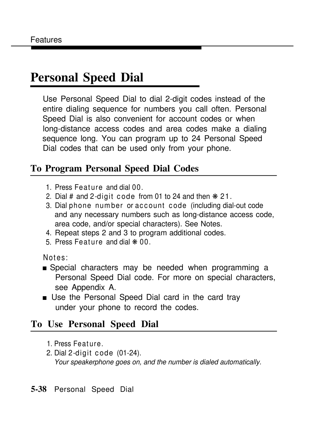 AT&T MLX-10 manual To Program Personal Speed Dial Codes, To Use Personal Speed Dial 