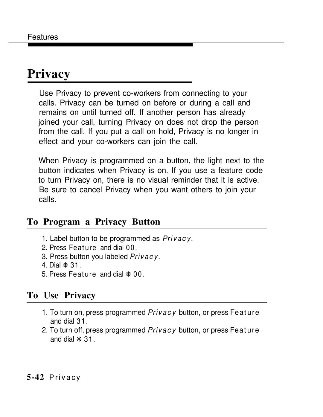 AT&T MLX-10 manual To Program a Privacy Button, To Use Privacy 