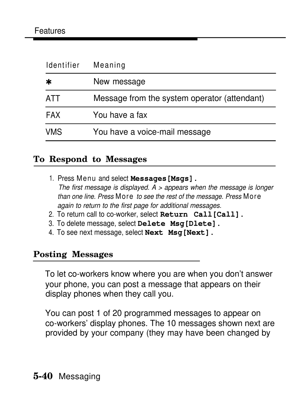 AT&T MLX-28D, MLX20L, MLX-10D manual To Respond to Messages, Posting Messages 