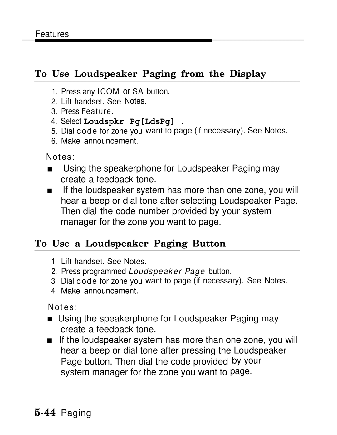 AT&T MLX-10D manual To Use Loudspeaker Paging from the Display, Select Loudspkr PgLdsPg, To Use a Loudspeaker Paging Button 