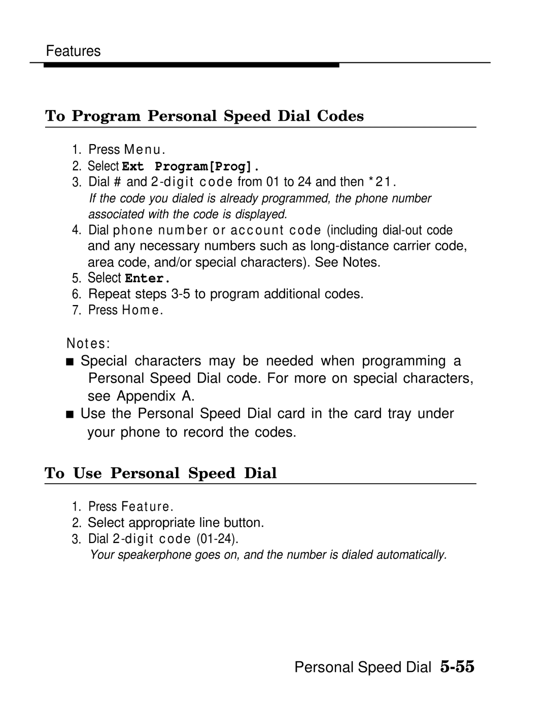 AT&T MLX-28D, MLX20L, MLX-10D manual To Program Personal Speed Dial Codes, To Use Personal Speed Dial 