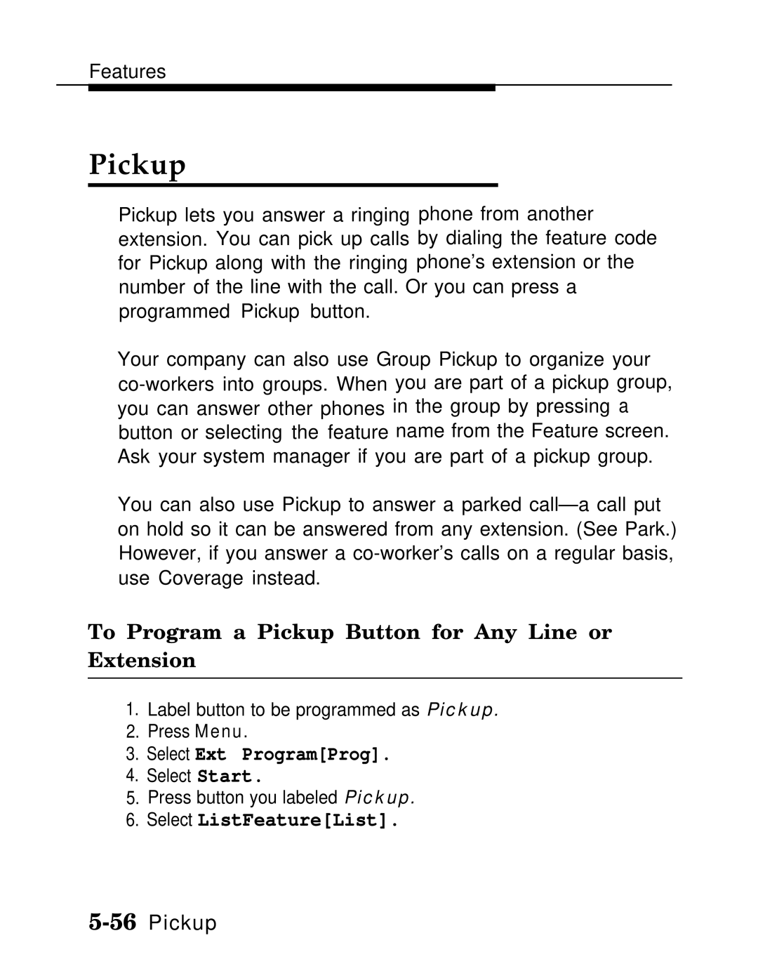 AT&T MLX-10D, MLX20L, MLX-28D manual To Program a Pickup Button for Any Line or Extension 