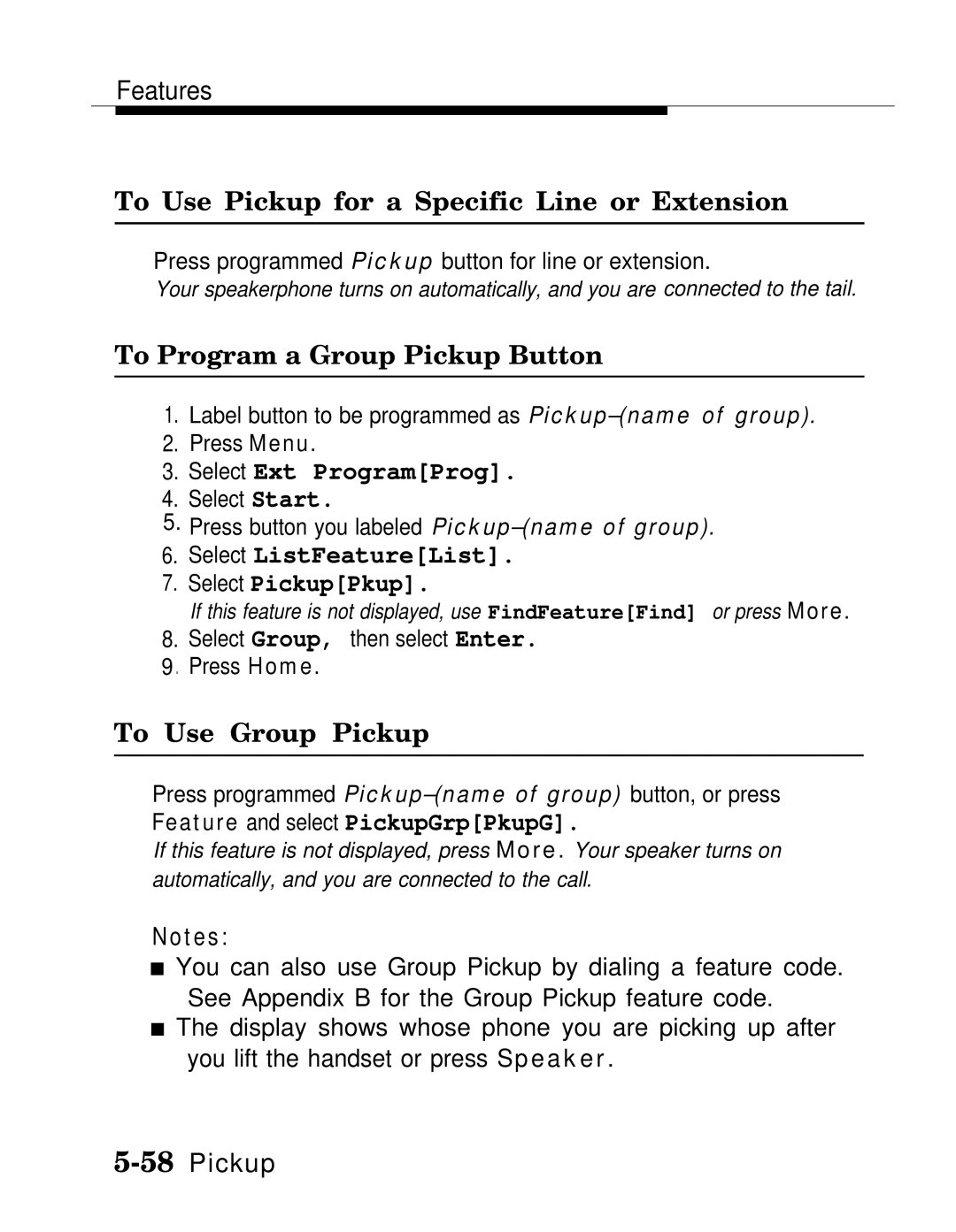 AT&T MLX-28D, MLX20L To Use Pickup for a Specific Line or Extension, To Program a Group Pickup Button, To Use Group Pickup 