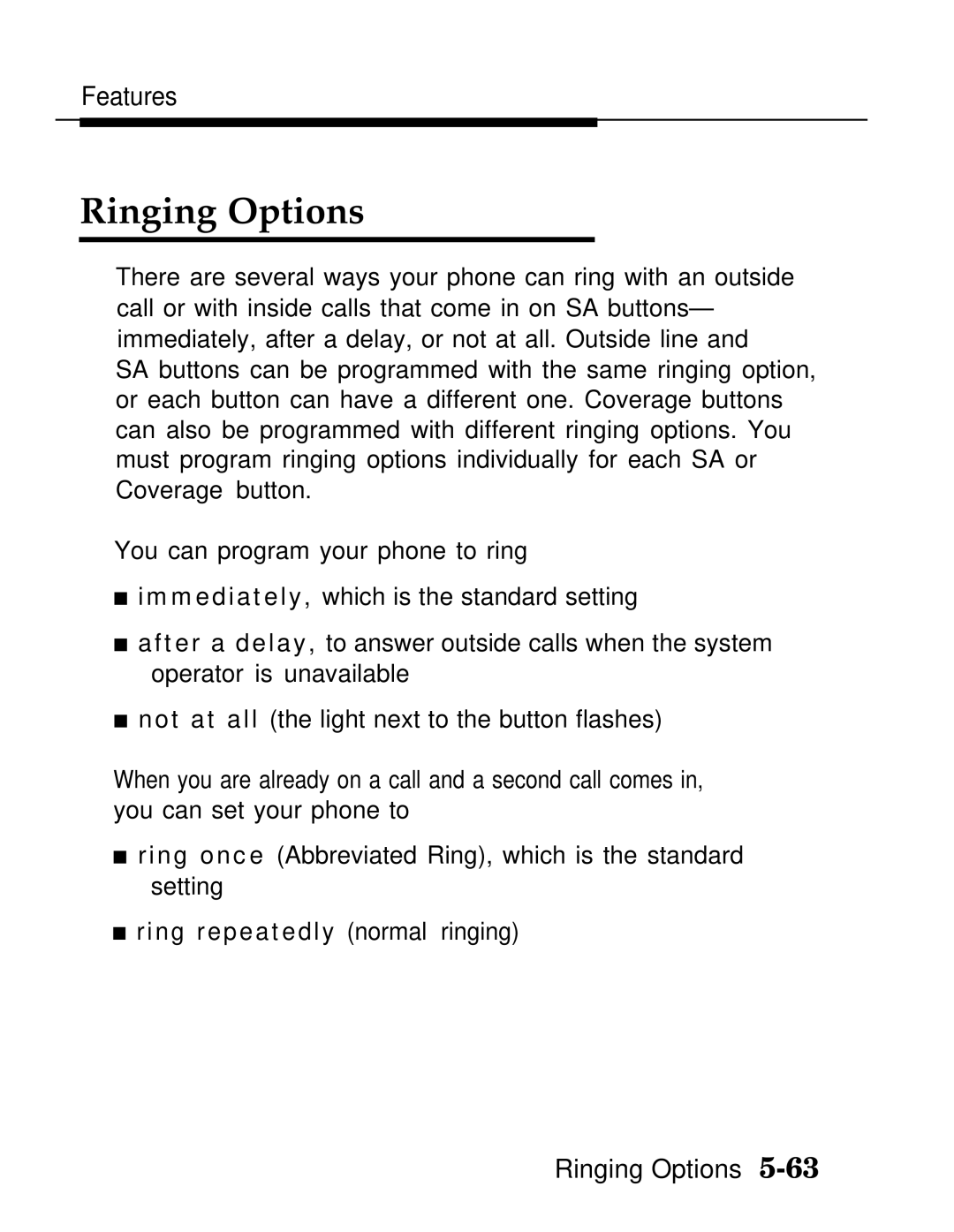 AT&T MLX20L, MLX-28D, MLX-10D manual Ringing Options 