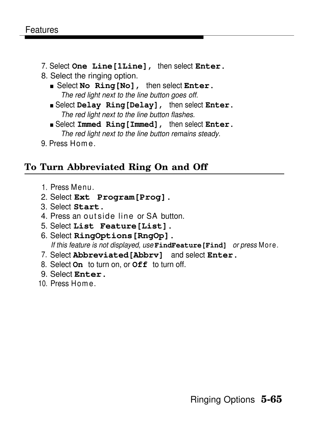 AT&T MLX-10D, MLX20L, MLX-28D manual Select One Line1Line, then select Enter, Select Delay RingDelay, then select Enter 