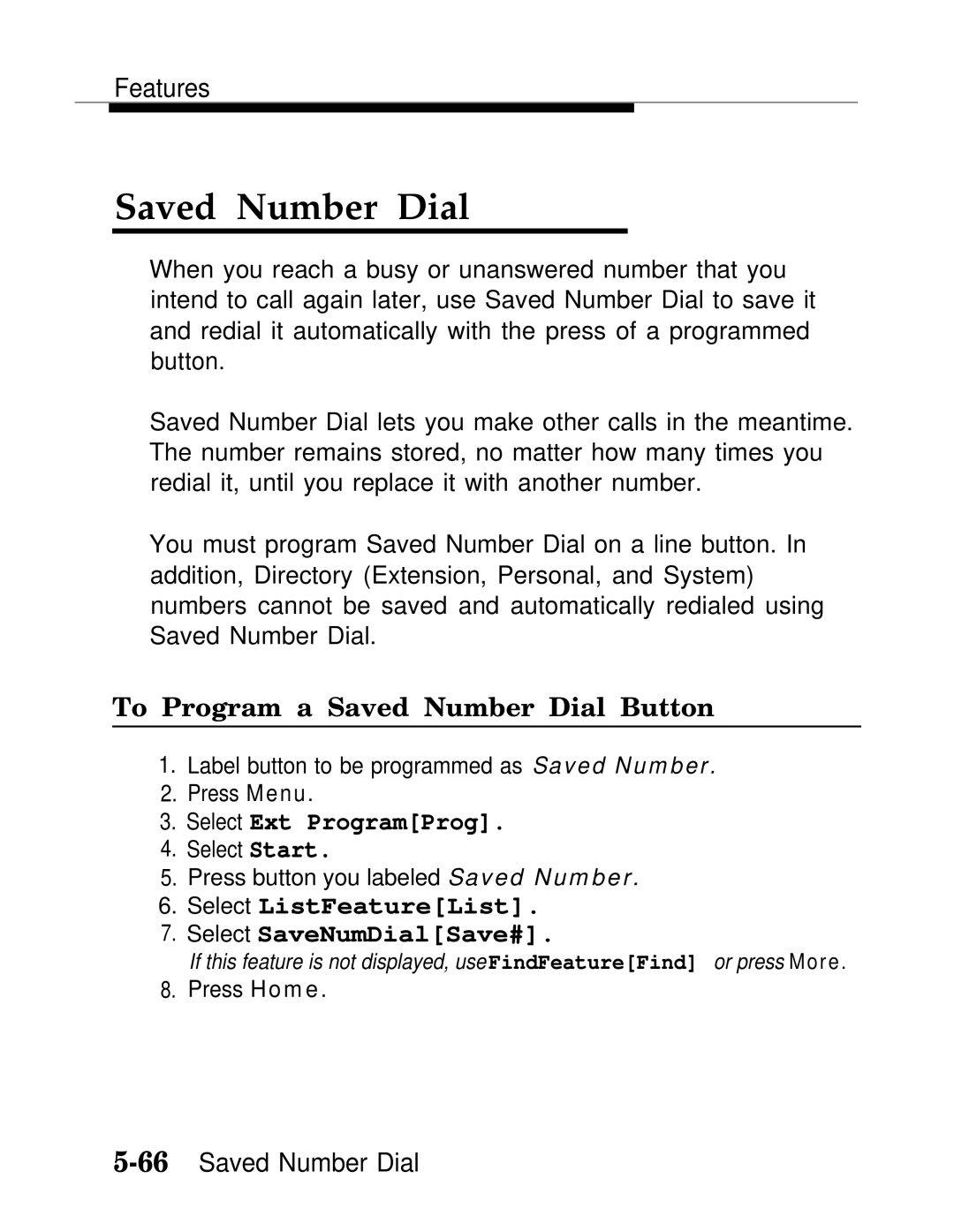 AT&T MLX20L, MLX-28D, MLX-10D To Program a Saved Number Dial Button, Select ListFeatureList Select SaveNumDialSave# 