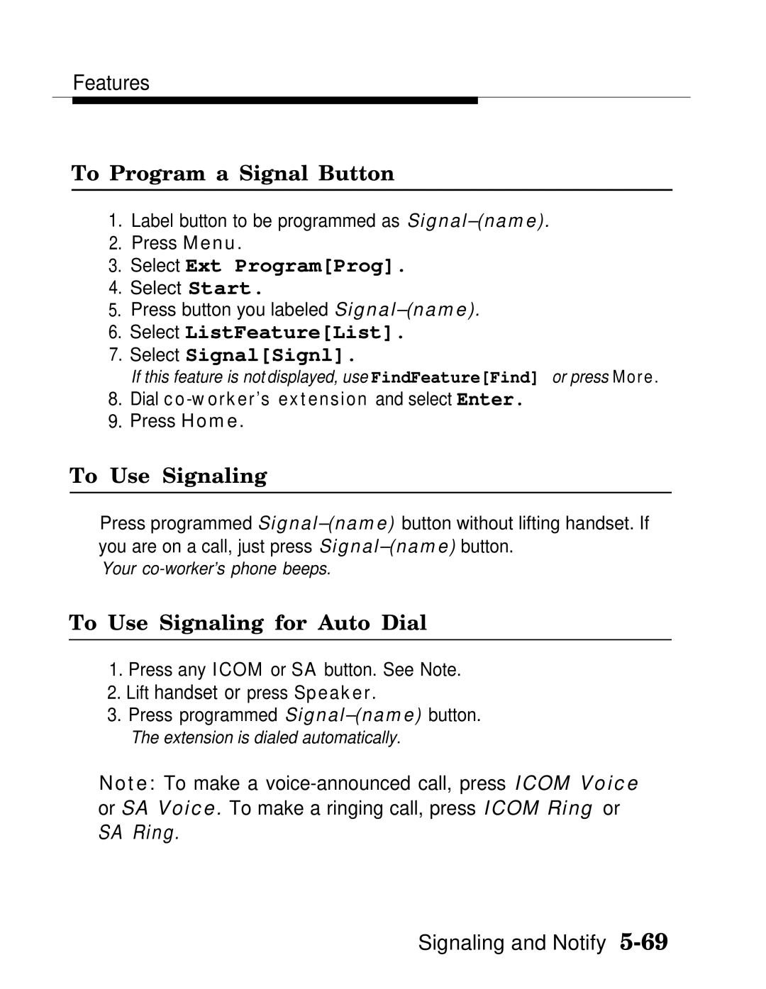 AT&T MLX20L, MLX-28D, MLX-10D manual To Program a Signal Button, Select ListFeatureList Select SignalSignl, To Use Signaling 