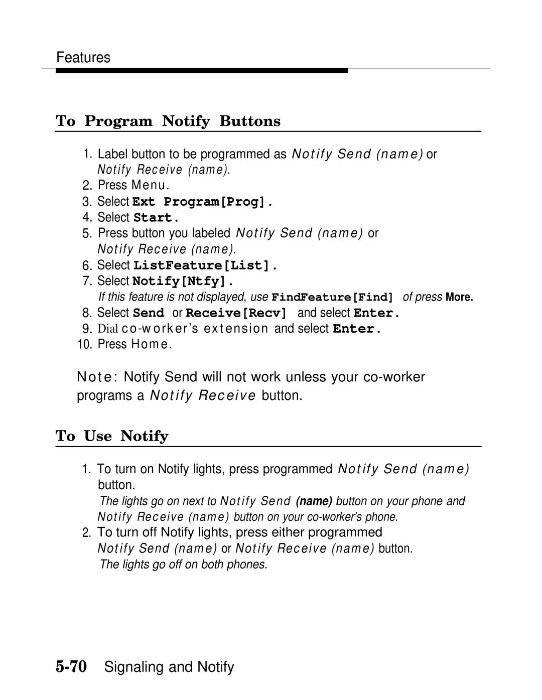 AT&T MLX-28D, MLX20L, MLX-10D manual To Program Notify Buttons, Select ListFeatureList Select NotifyNtfy, To Use Notify 