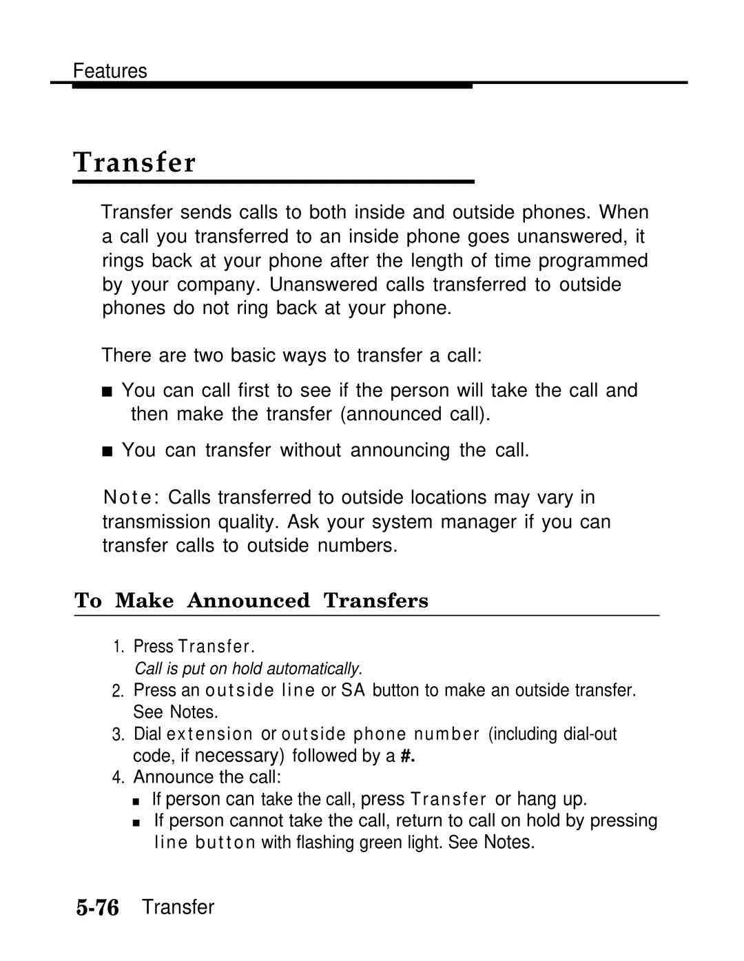 AT&T MLX-28D, MLX20L, MLX-10D manual To Make Announced Transfers 