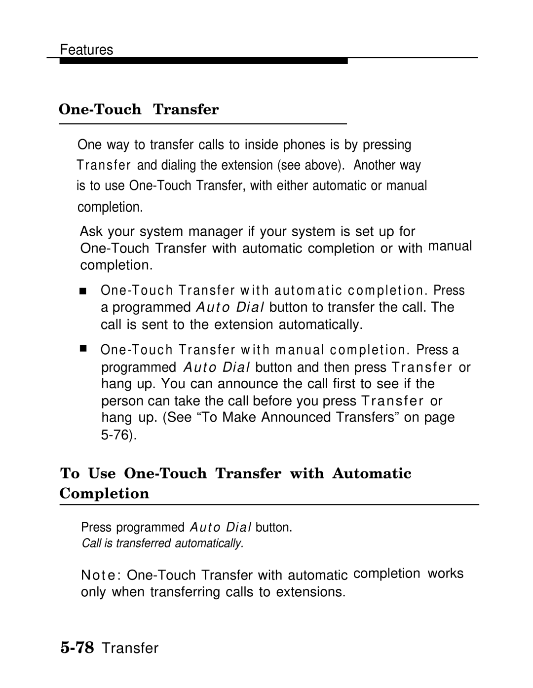 AT&T MLX20L, MLX-28D, MLX-10D manual To Use One-Touch Transfer with Automatic Completion 