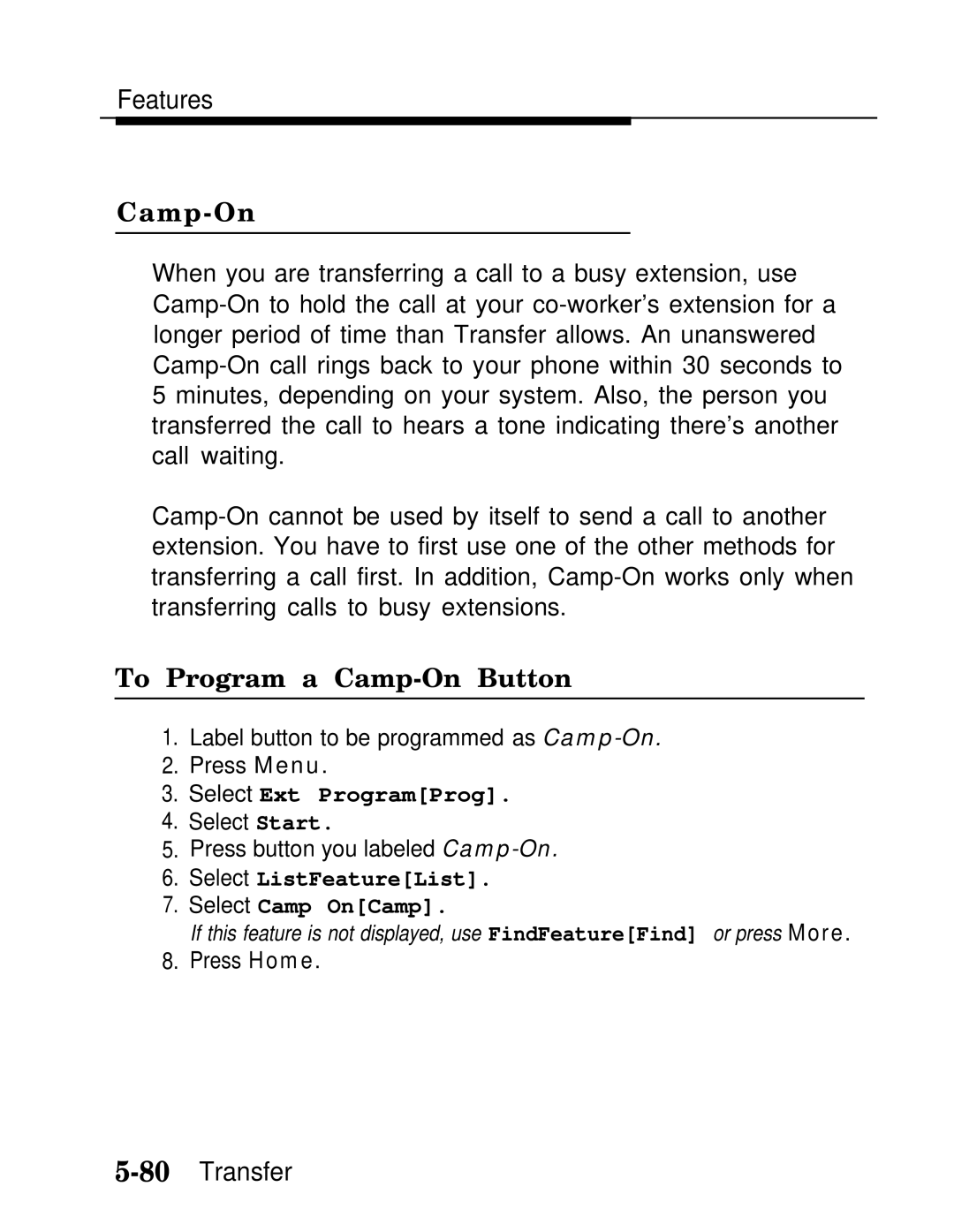 AT&T MLX-10D, MLX20L, MLX-28D manual To Program a Camp-On Button 