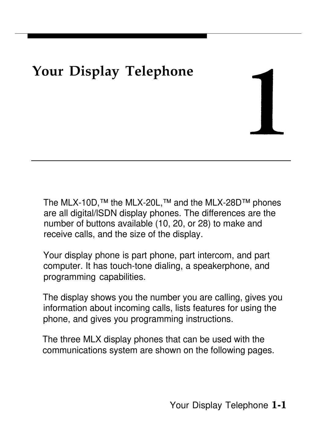 AT&T MLX-28D, MLX20L, MLX-10D manual Your Display Telephone 