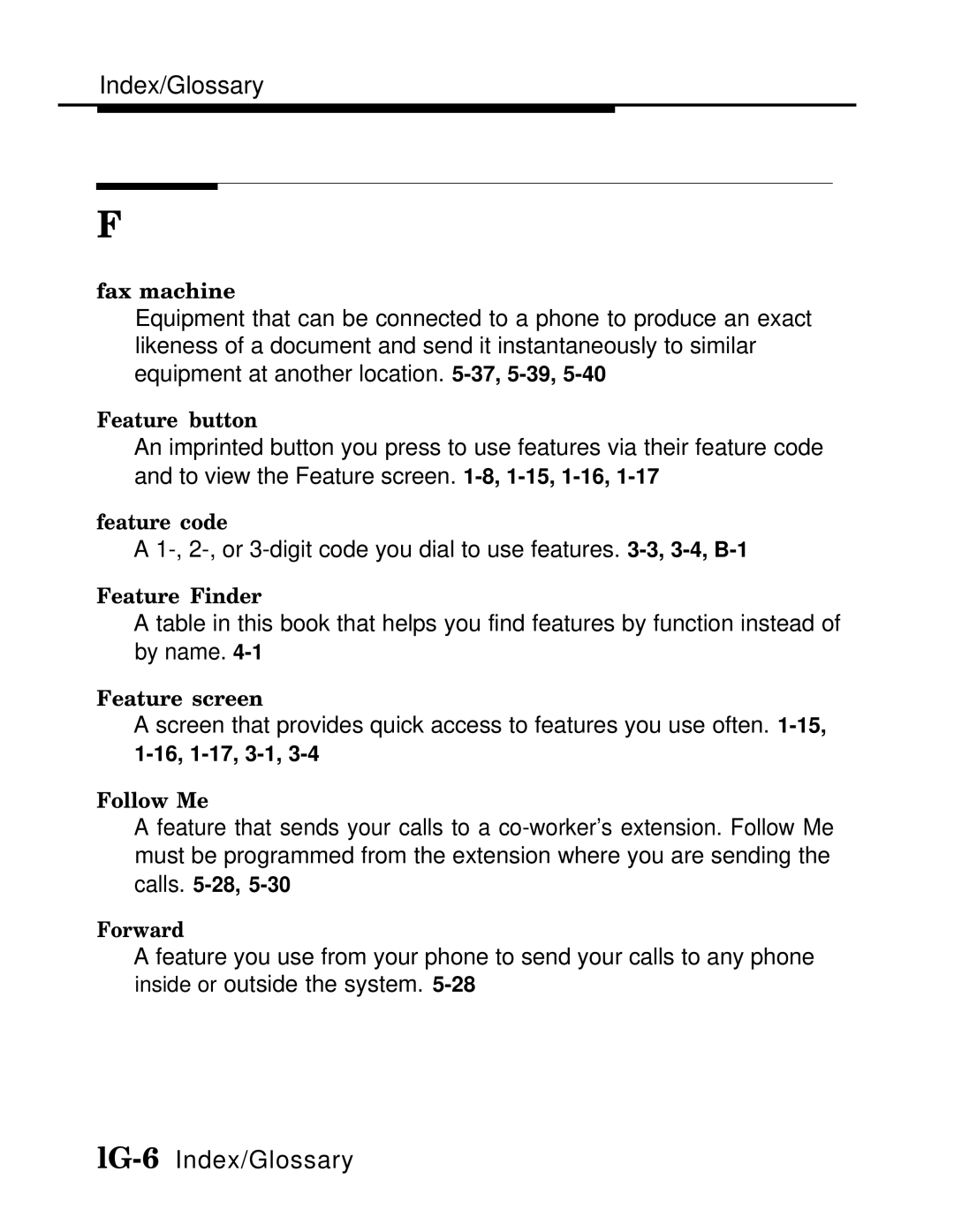 AT&T MLX-10D, MLX20L, MLX-28D manual LG-6Index/Glossary 