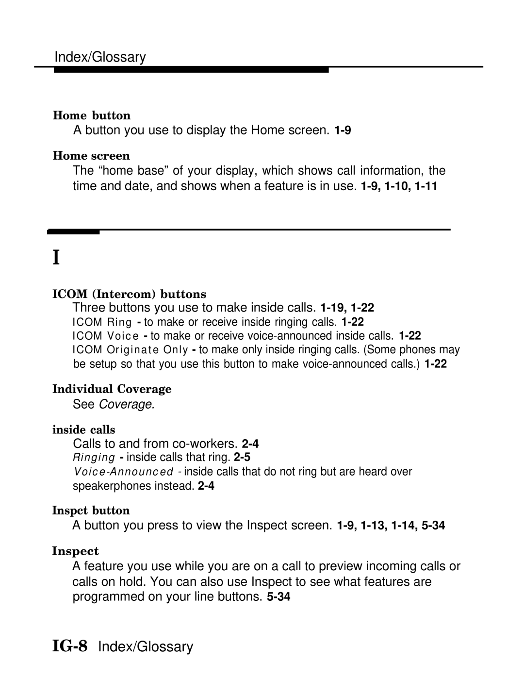 AT&T MLX-28D, MLX20L, MLX-10D manual IG-8Index/Glossary 