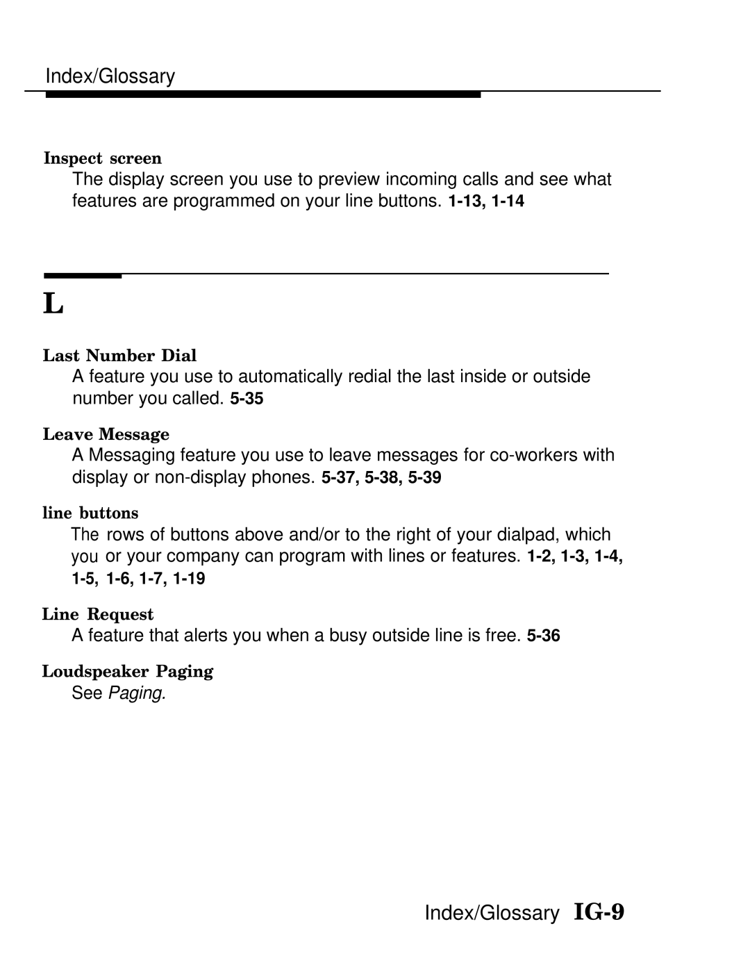 AT&T MLX-10D, MLX20L, MLX-28D manual Index/Glossary IG-9 