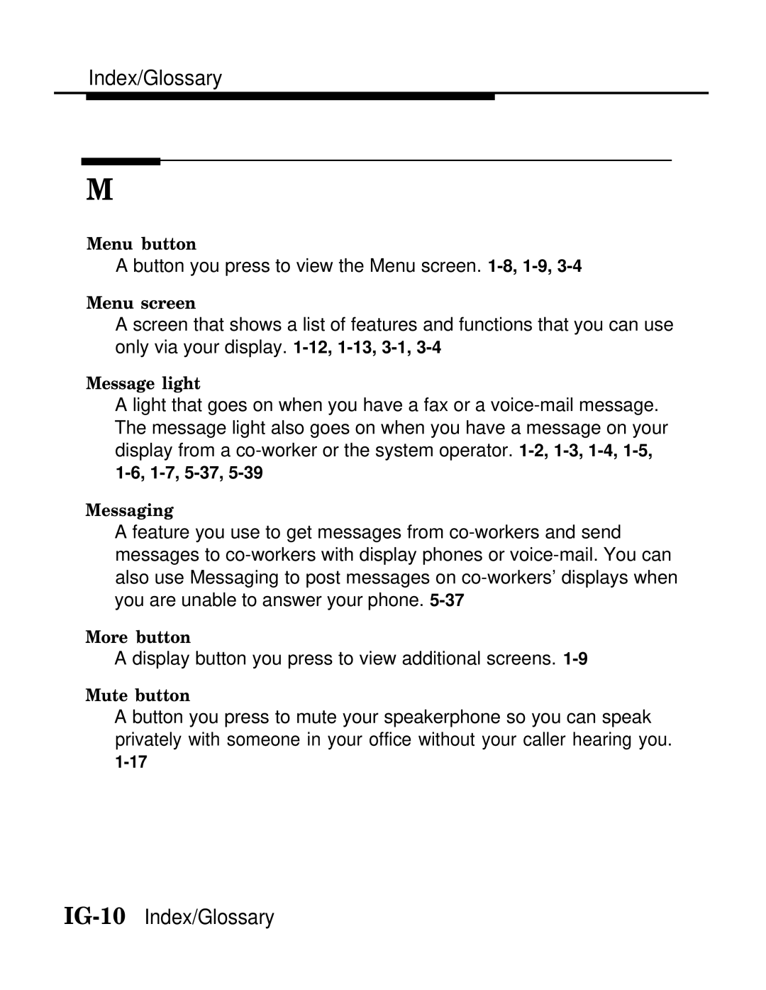 AT&T MLX20L, MLX-28D, MLX-10D manual IG-10Index/Glossary 