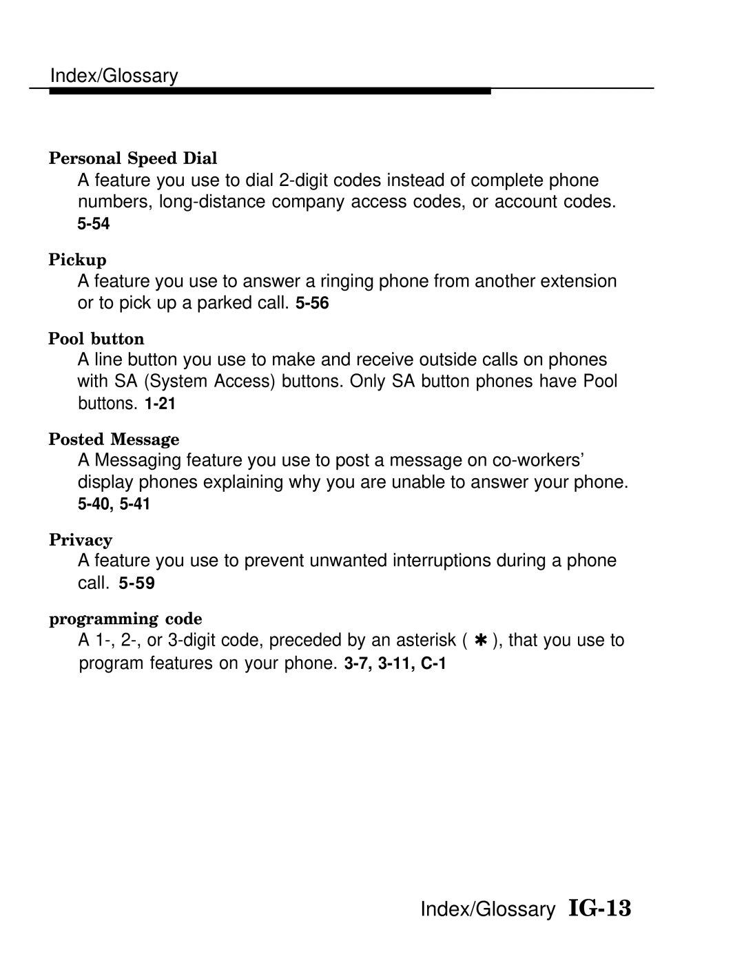 AT&T MLX20L, MLX-28D, MLX-10D manual Index/Glossary IG-13 