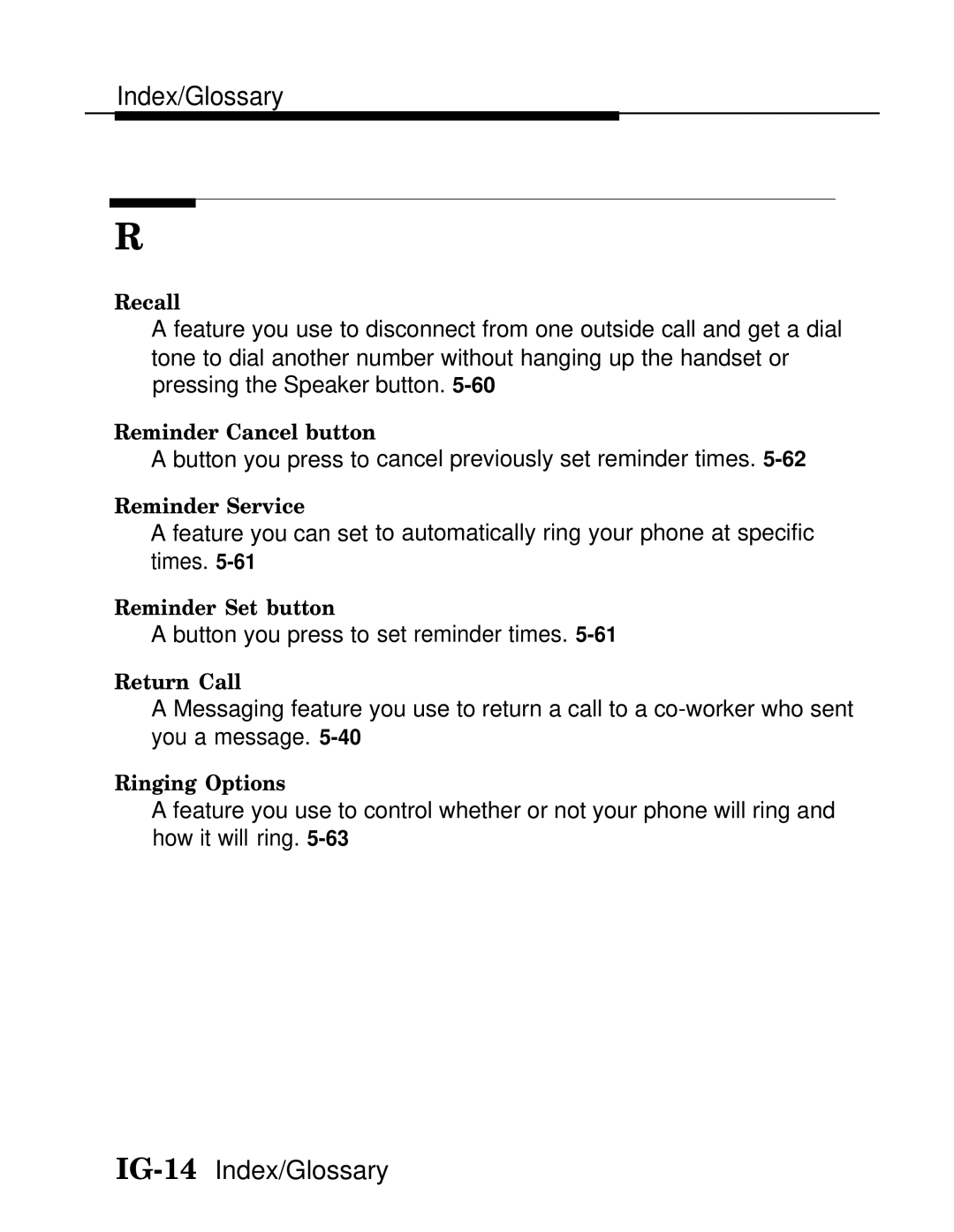 AT&T MLX-28D, MLX20L, MLX-10D manual IG-14Index/Glossary 