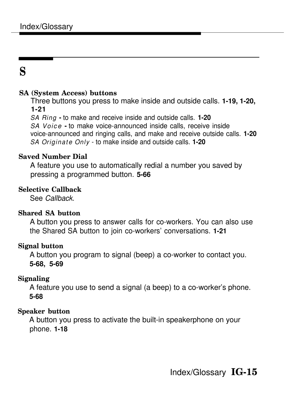 AT&T MLX-10D, MLX20L, MLX-28D manual Index/Glossary IG-15 