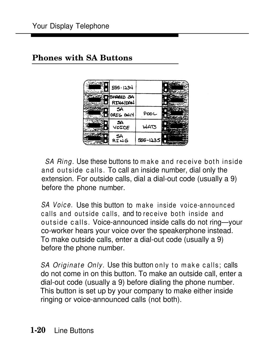 AT&T MLX-10D, MLX20L, MLX-28D manual Phones with SA Buttons 