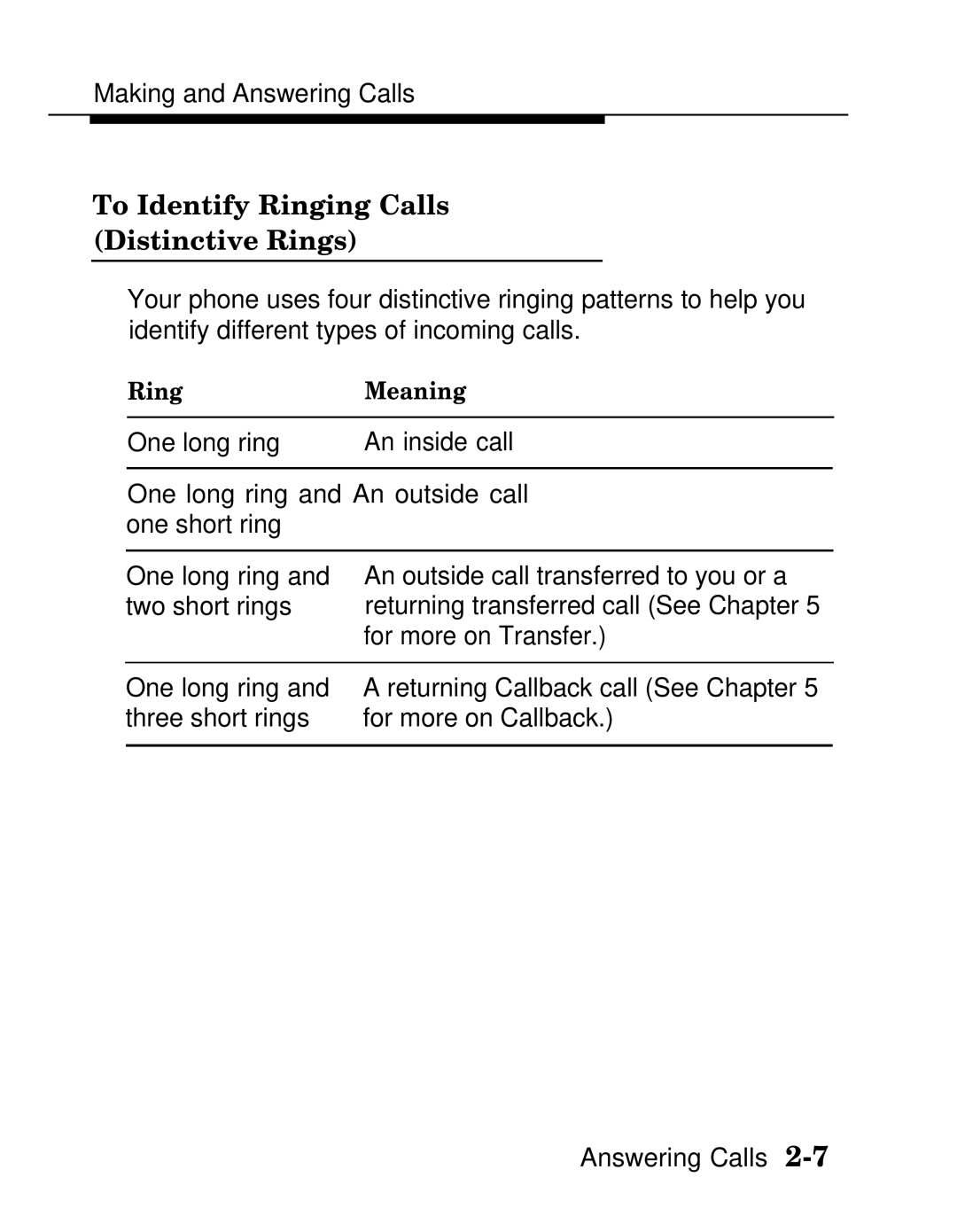 AT&T MLX20L, MLX-28D, MLX-10D manual To Identify Ringing Calls Distinctive Rings 