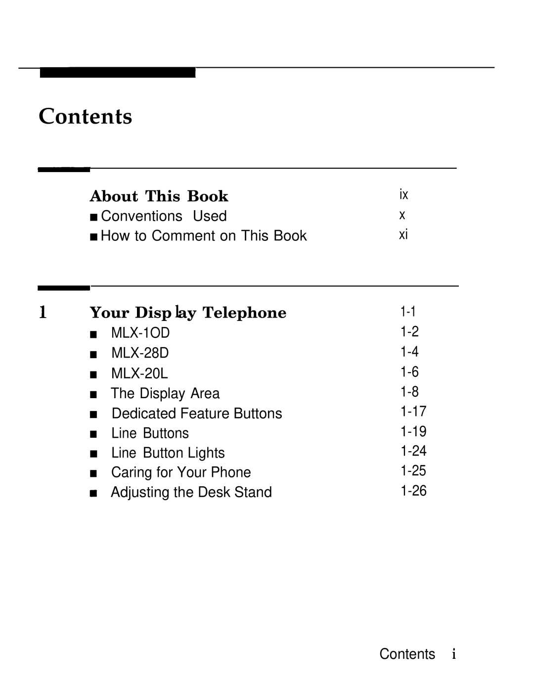 AT&T MLX-10D, MLX20L, MLX-28D manual Contents 