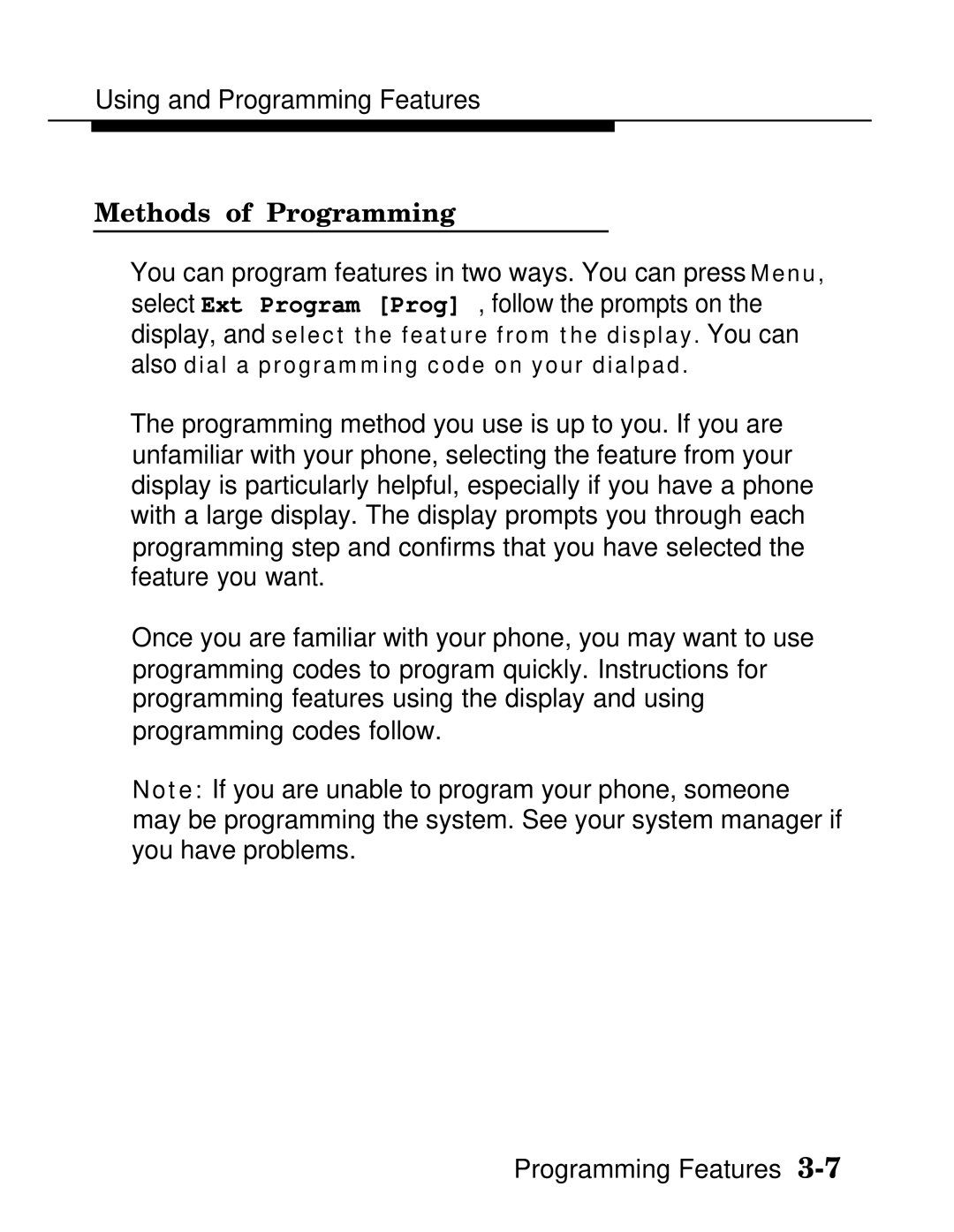 AT&T MLX20L, MLX-28D, MLX-10D manual Methods of Programming 